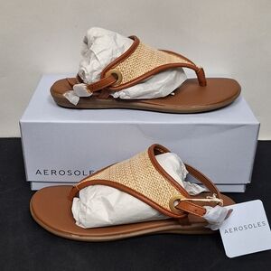 Aerosoles Comfortable Women's Back Strap Thong Sandal in Natural Rattan Size 6.5